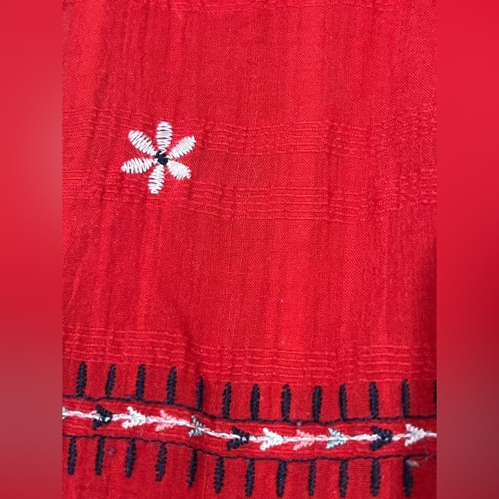 Knox Rose Women's Boho Short Sleeve V Neck Tiered Embroidered Dress Size L - Picture 15 of 16
